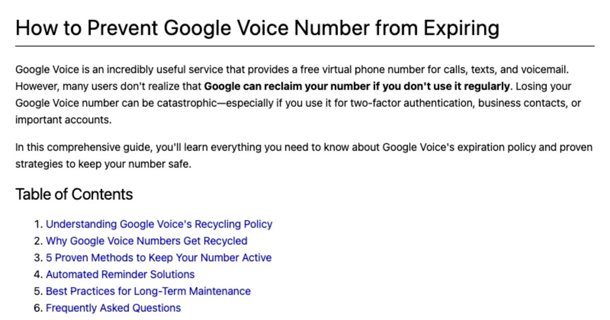 How to Prevent Google Voice Number from Expiring